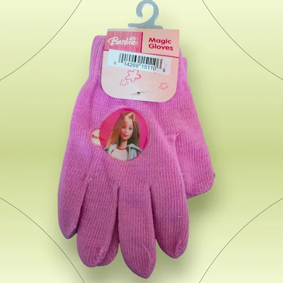 Barbie Pink Knit Magic Gloves Doll Fan Clothes Warm Winter Snowball Fingers Soft