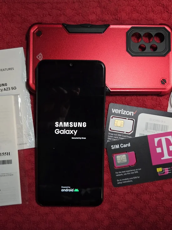 Samsung Galaxy Smartphone with Red Protective Case