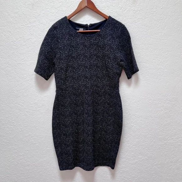 NWT Simply Styled Petite Jacquard‎ Bodycon Dress Black Onyx Short Sleeve MP