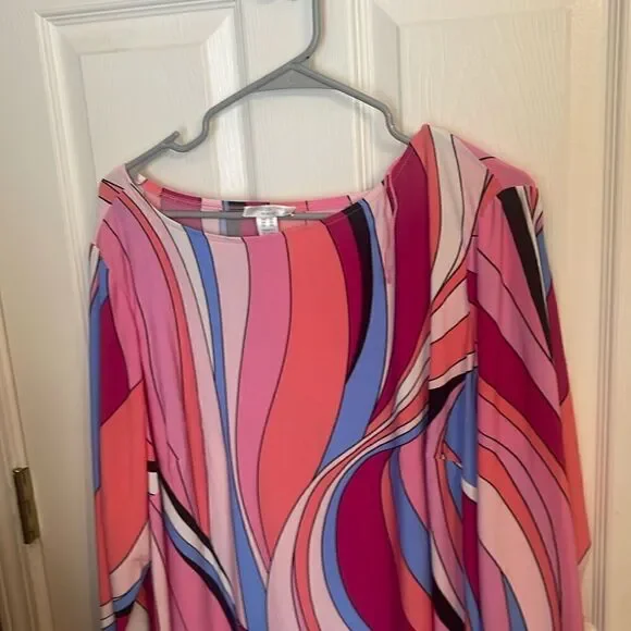 London Times. Swirl 3/4 Sleeve Shift Dress NWOT Size 3x