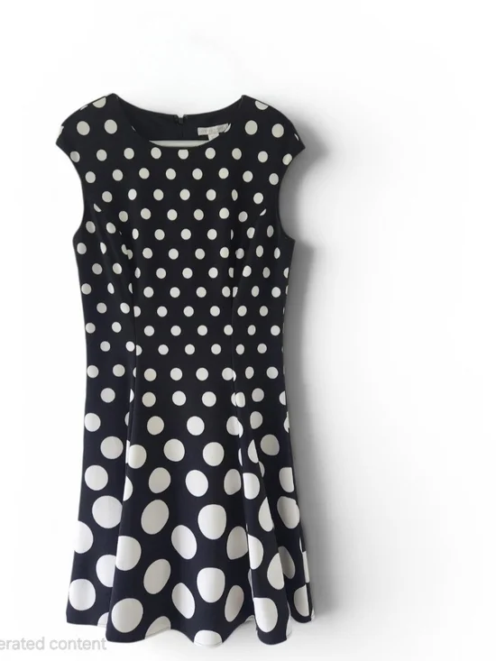 London Times Gradated Polka Dot Fit & Flare Dress Size 10