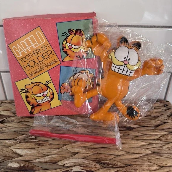 1978 Garfield Toothbrush‎ Holder And Toothbrush