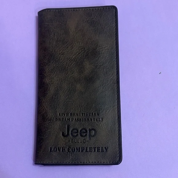 Jeep Black/Brown Leather Card Holder