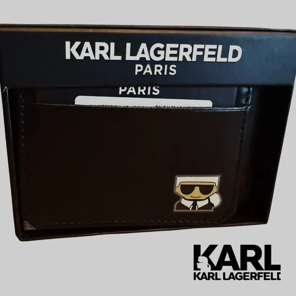 Karl Lagerfeld Paris K/Ikonik Card Holder with KOCKTAIL KARL Brand New in Box!