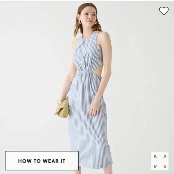 NWT J. Crew Collection Twist-back midi dress‎ in stripe size 8