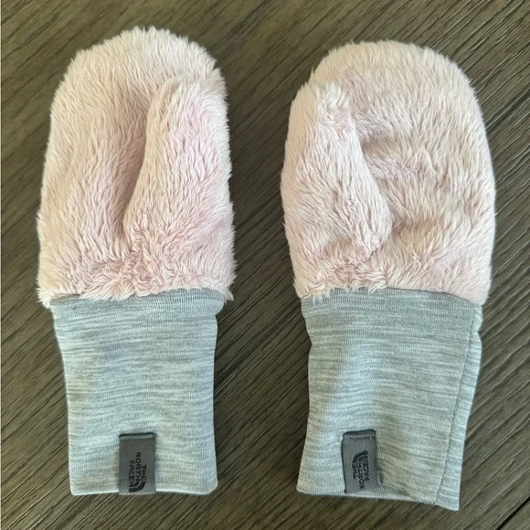 The North Face Kids' Pink and Gray Mittens