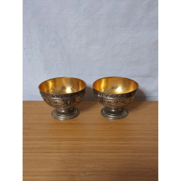 Vintage Pair Corbell & Co. Georgian Style Silver Plated Salt/Rose Bowls Lot Of 2