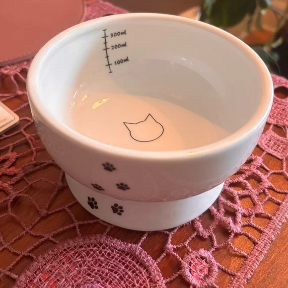 Elevated Cat Dish with Quantity Measurements
