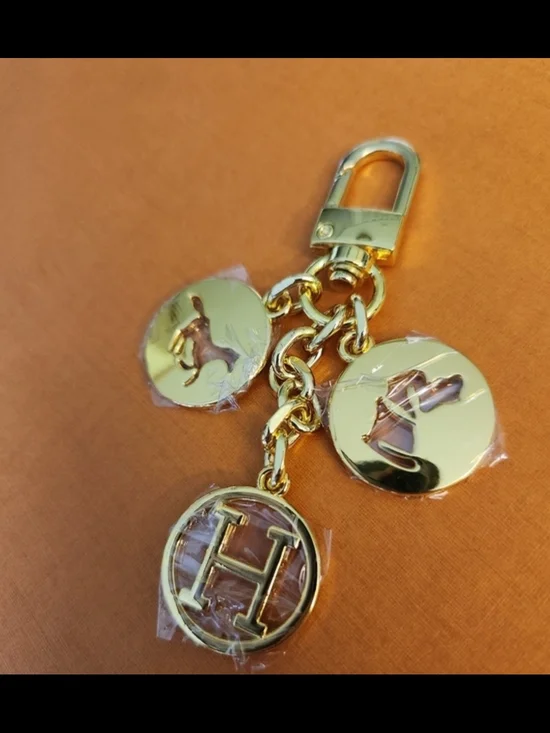Hermes Gold Medallion Keychain Or Belt loop Charm