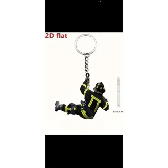 Firefighter Keychain Rescue Fireman Gift Novelty Key Ring