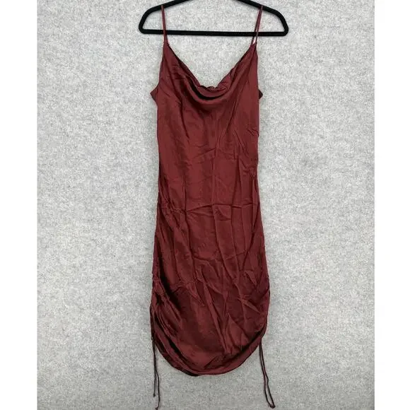 NWT Wilfred Only Ruched Rustique Silky Slip Dress Size LARGE