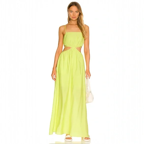 SIMKHAI Amora Maxi Dress in Lime, NWT, M