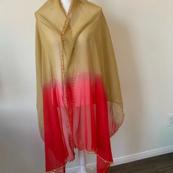 Elegant Red and Gold Women's Scarf
