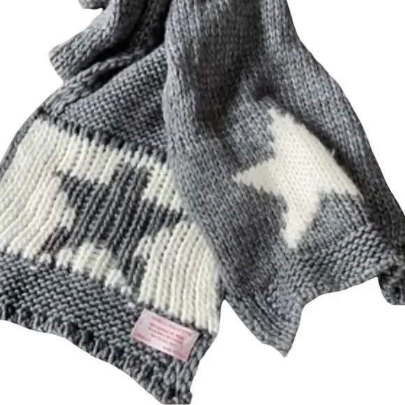 Nardi & Tagliaferri Alpaca & Wool Scarf Gray White Stars Made In Italy NWT