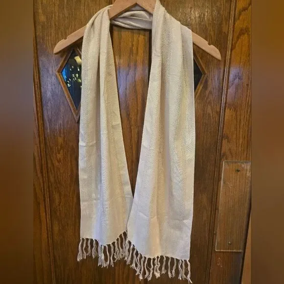 Elegant Cream Scarf with Fringe