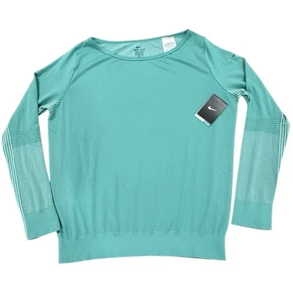 Nike Womens Dri Fit‎ Training Long Sleeve Top Aqua Size Large