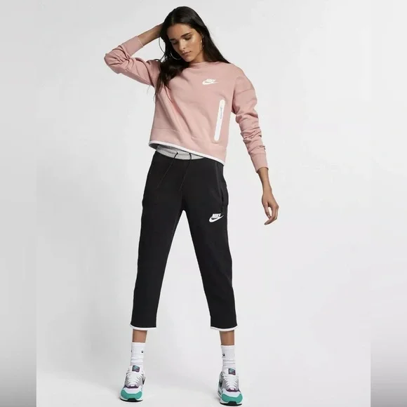 Nike Light Pink Tech Fleece Crewneck Pullover Sweatshirt S
