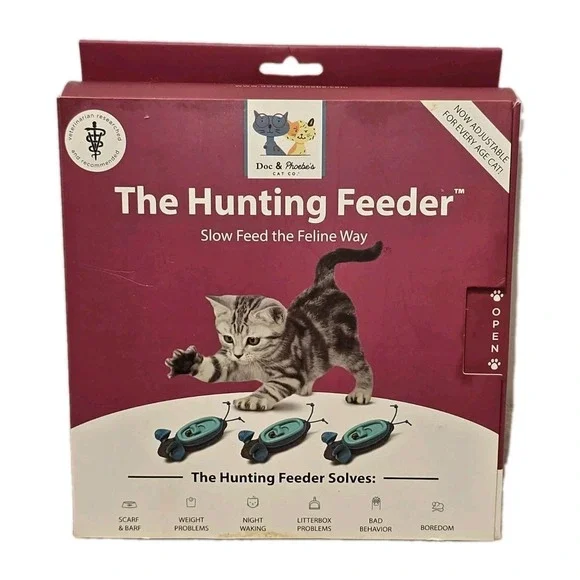 Doc & Phoebe's Hunting Feeder Slow Feed Cat Feeding System 3 Mice New