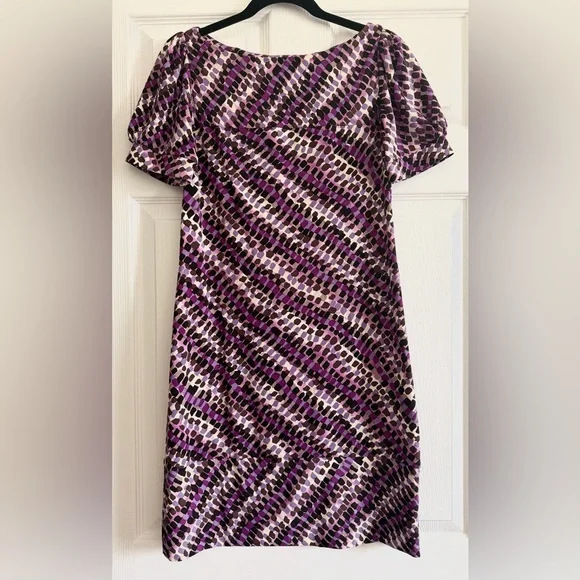 Suzi Chin for Maggy Boutique Purple and Brown Patterned Dress