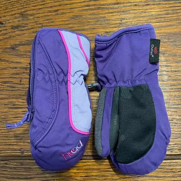 Head Kids Purple Mittens with Pink Trim