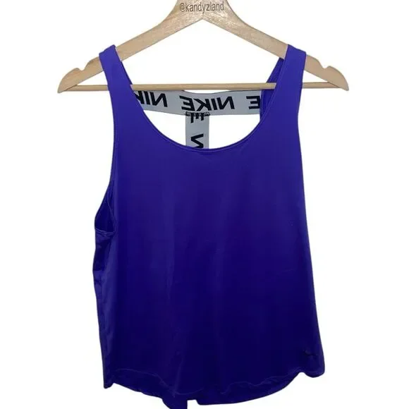 Nike Dri-Fit Women's Purple Blue Tank Top Logo across back straps