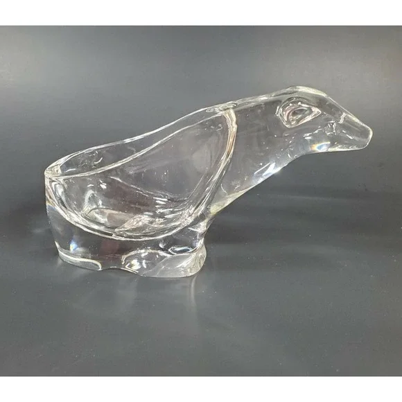 Vintage Sasaki Crystal Glass‎ Polar Bear CANDY Trinket Nut Dish Bowl MCM
