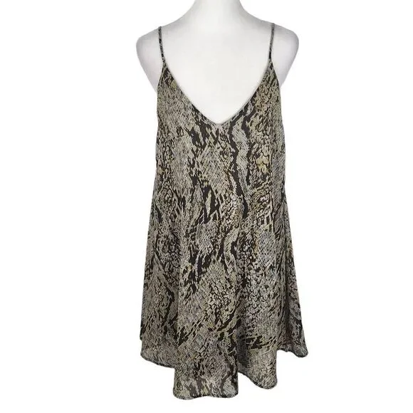 By Together Snakeskin Print Mini Slip Dress Size Small Black and Tan Print Dress