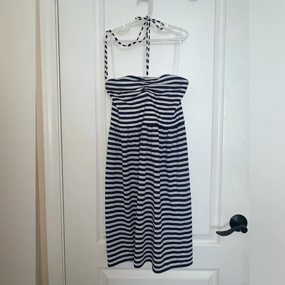 American Eagle Outfitters Strapless Navy/White Striped Mini Dress - Small