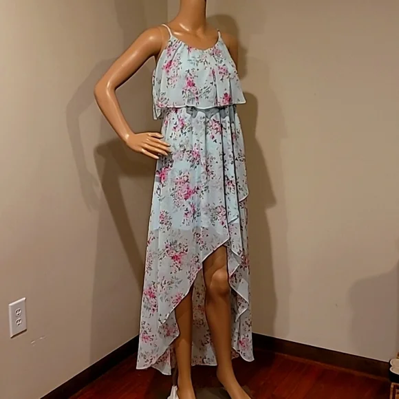 Disney Cinderella The Collection Dress - Blue & Pink Sheer Floral High Low