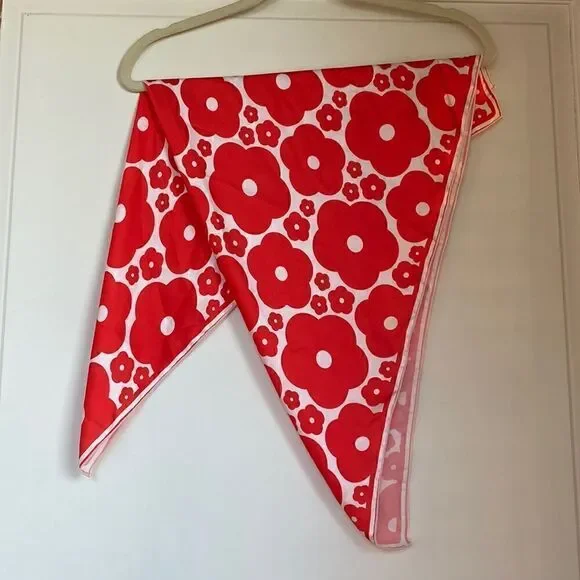 New Without Tag  Red Flower Scarf With White Background