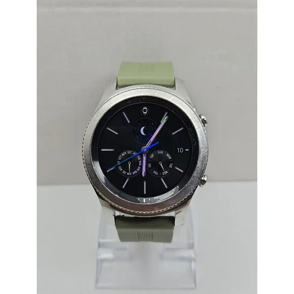 Samsung Gear S3 Classic ATT LTE GPS 46mm Silver Smartwatch Green Band - Read