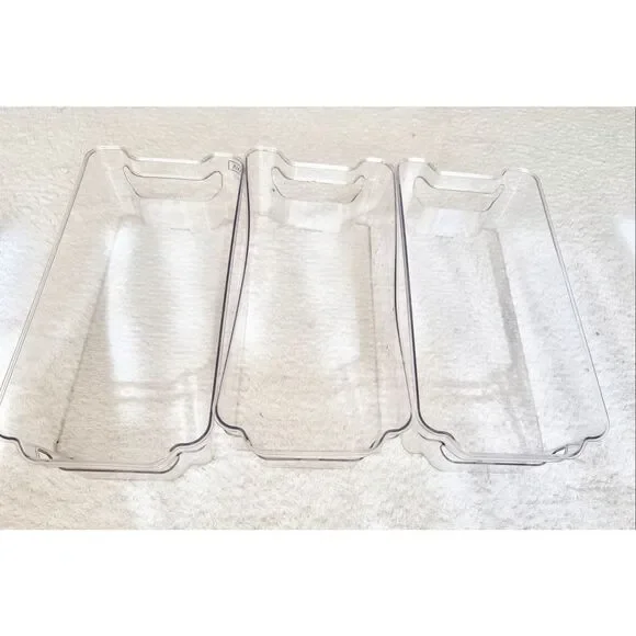 Plastic storage trays set of three stackable