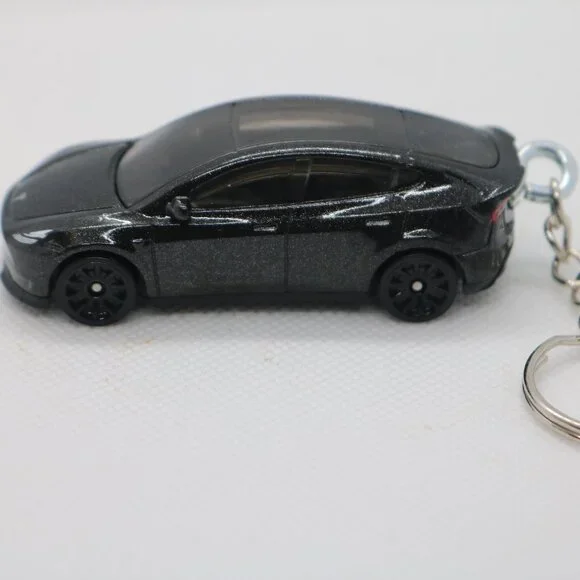 Hot Wheels black Tesla Y model Green Speed custom keychain