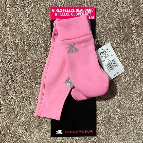 ❄️Girls Fleece Headband and Fleece Mittens