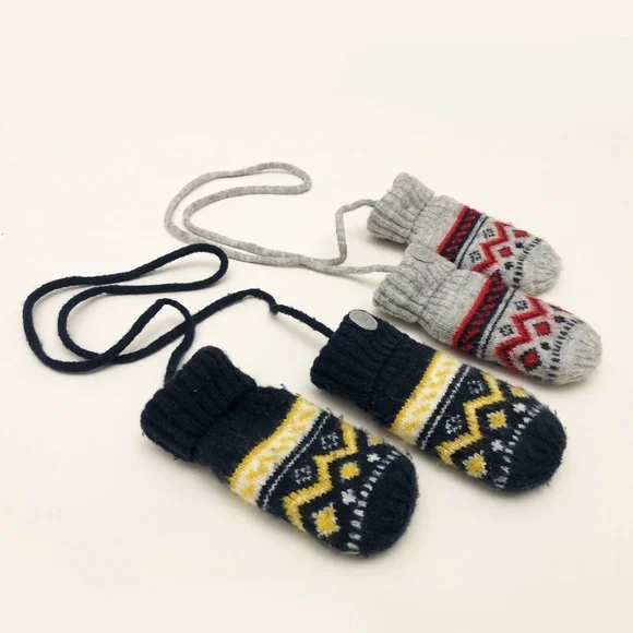 Obaibi Unisex Newborn Knit Winter Warm Mittens 2 Piece