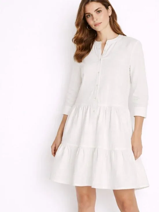 Apiece Apart White Tiered Cotton Dress Minimalist Boho Summer Casual