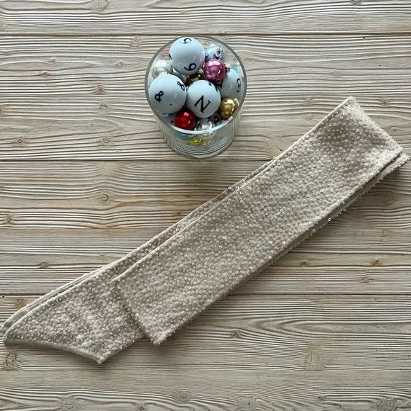 J.Crew Sequin Wool Cashmere Blend Scarf NWT | Champagne Gold Holiday 4x80