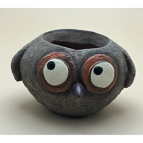 Blobhouse Papaw Owl Planter Whimsical Resin Bird Succulent Pot Gesine Kratzner