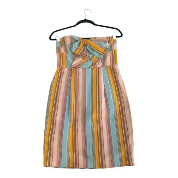 Moulinette Soeurs Anthropologie Strapless Dress with Pastel Stripes Sz 4