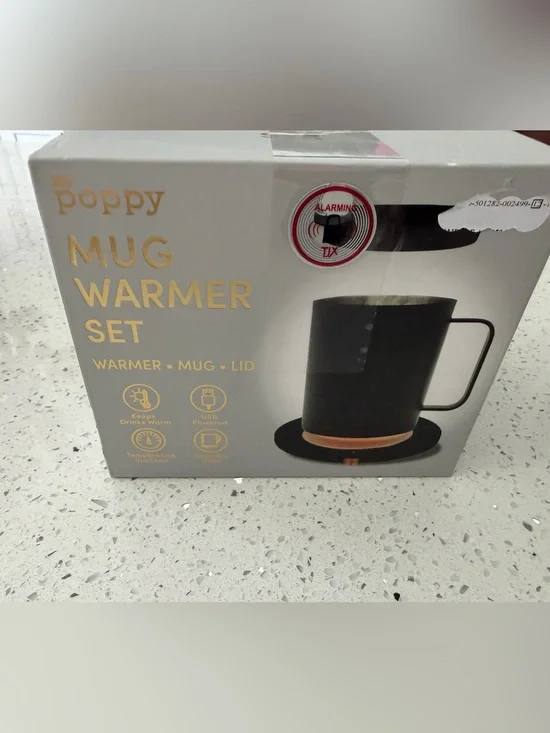 XO Poppy Black Mug Warmer Set with USB-Powered Base