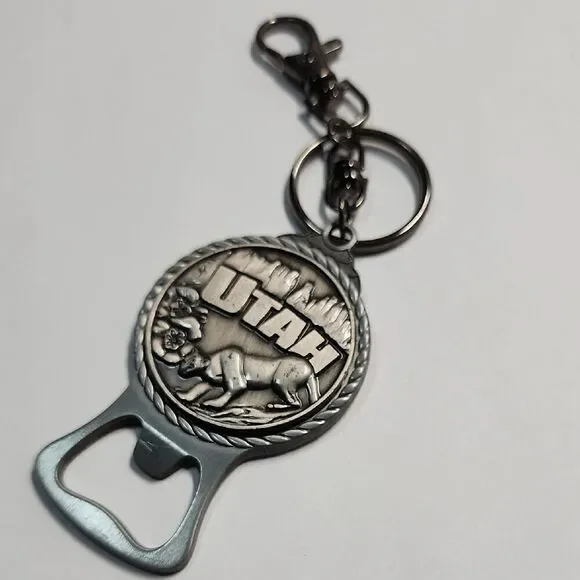 Vintage Collection Utah Silver Keychain Bottle Opener