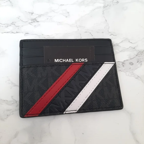 MICHAEL KORS Cooper Logo Stripe Card Case