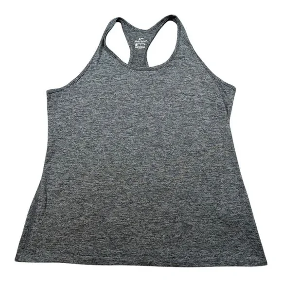 NIKE DRI-FIT Size XL Womens Gray Athletic Racer Back Tank Top Breathable