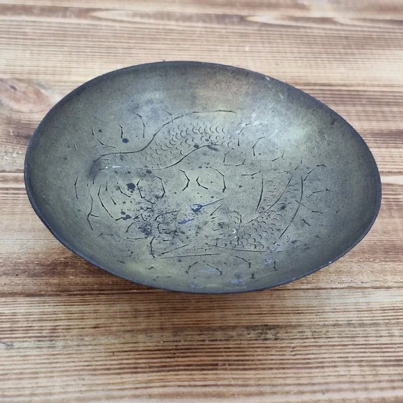 Brass Medicine Bowl,‎ Engraved Chinese Dragon In Changshan