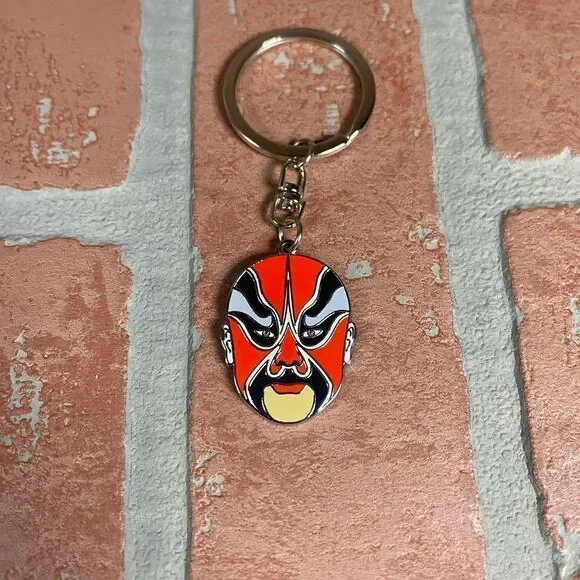 China Peking Opera Facial Makeup Mask Metal Key Tag Keychain