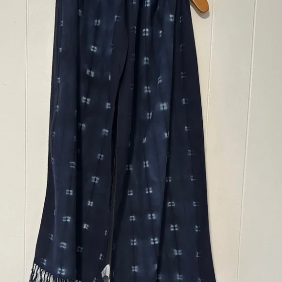 Navy Blue Patterned Scarf