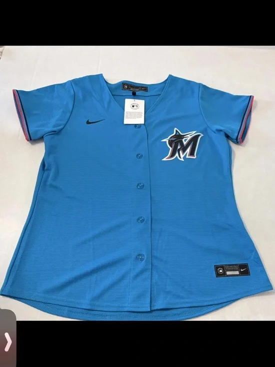 Nike Miami Marlins Women’s Light Blue Button-Up Jersey