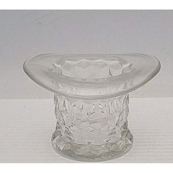 Fenton & Fostoria Diamond & Daisy‎ & Button Top Hat Figurine Trinket Bowls