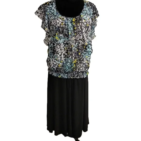 CATO 2 piece skirt set with multicolor top and black skirt size large