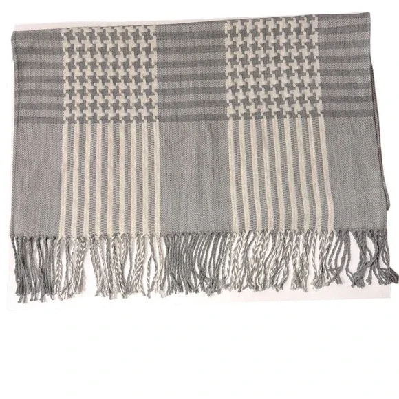 Forever 21 Gray Houndstooth Pashmina Fringe Ends One‎ Size Acrylic